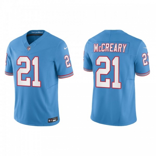 Men's Nike Tennessee Titans #21 Roger McCreary Light Blue 2023 F.U.S.E. Vapor Limited Throwback Stitched Football Jersey - Ujersey
