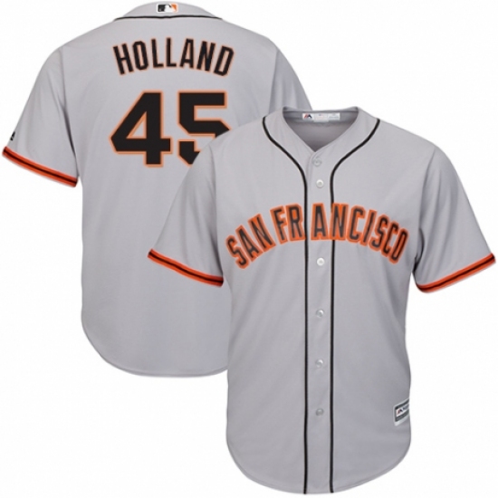 Youth Majestic San Francisco Giants #45 Derek Holland Authentic Grey Road Cool Base MLB Jersey - Ujersey