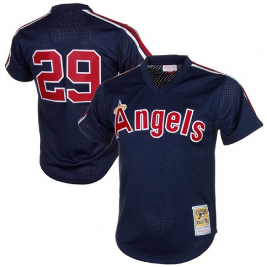 Men's Mitchell and Ness 1984 Los Angeles Angels of Anaheim #29 Rod Carew Authentic Navy Blue Throwback MLB Jersey - Ujersey