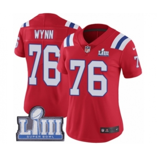 Women's Nike New England Patriots #76 Isaiah Wynn Red Alternate Vapor Untouchable Limited Player Super Bowl LIII Bound NFL Jersey - Ujersey