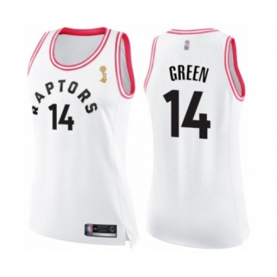 Women's Toronto Raptors #14 Danny Green Swingman White Pink Fashion 2019 Basketball Finals Champions Jersey - Ujersey