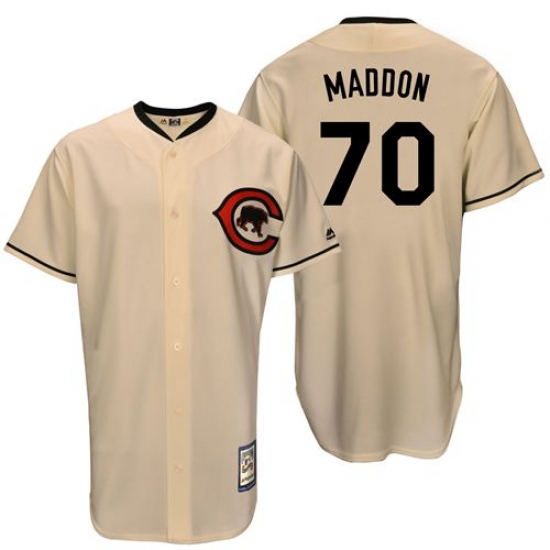 Men's Majestic Chicago Cubs #70 Joe Maddon Replica Cream Cooperstown Throwback MLB Jersey - Ujersey