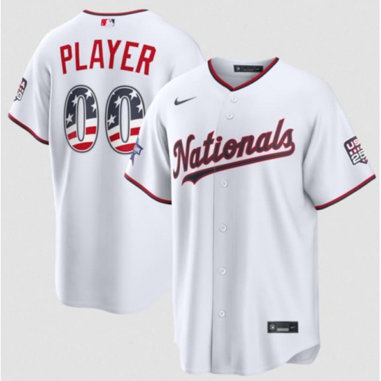 Men's Washington Nationals Active Player Custom White 2026 All-Star Edition Stars & Stripes & USA 250 Fourth of July Home Stadium Stitched Baseball Jersey - Ujersey