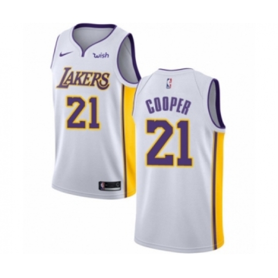 Men's Los Angeles Lakers #21 Michael Cooper Authentic White Basketball Jersey - Association Edition - Ujersey