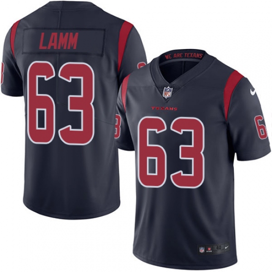 Men's Nike Houston Texans #63 Kendall Lamm Elite Navy Blue Rush Vapor Untouchable NFL Jersey - Ujersey