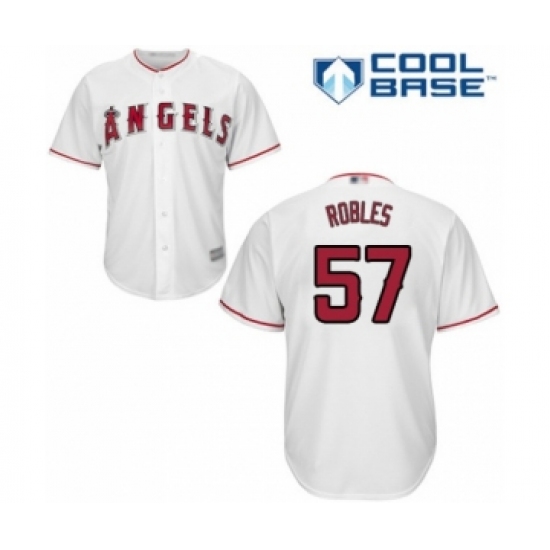Youth Los Angeles Angels of Anaheim #57 Hansel Robles Authentic White Home Cool Base Baseball Player Jersey - Ujersey