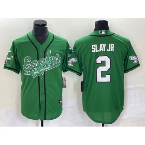 Men's Nike Philadelphia Eagles #2 Darius Slay JR Green Cool Base Stitched Baseball Jersey - Ujersey