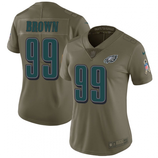 Women's Nike Philadelphia Eagles #99 Jerome Brown Limited Olive 2017 Salute to Service NFL Jersey - Ujersey