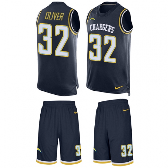 Men's Nike Los Angeles Chargers #32 Branden Oliver Limited Navy Blue Tank Top Suit NFL Jersey - Ujersey