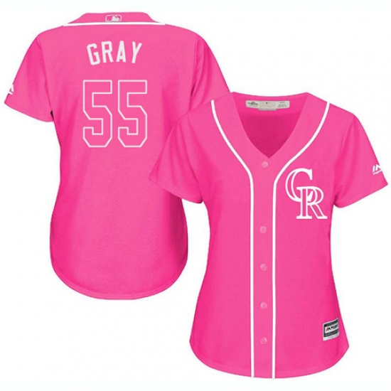Women's Majestic Colorado Rockies #55 Jon Gray Replica Pink Fashion Cool Base MLB Jersey - Ujersey