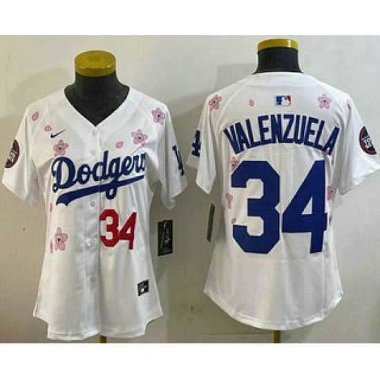 Women's Los Angeles Dodgers #34 Fernando Valenzuela White 2025 Tokyo Series Limited Jersey - Ujersey