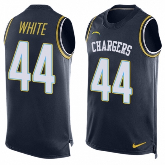 Men's Nike Los Angeles Chargers #44 Kyzir White Limited Navy Blue Player Name & Number Tank Top NFL Jersey - Ujersey