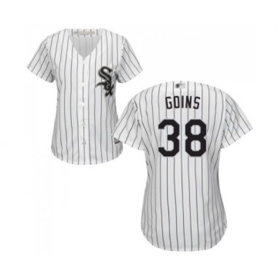 Women's Chicago White Sox #38 Ryan Goins Replica White Home Cool Base Baseball Jersey - Ujersey