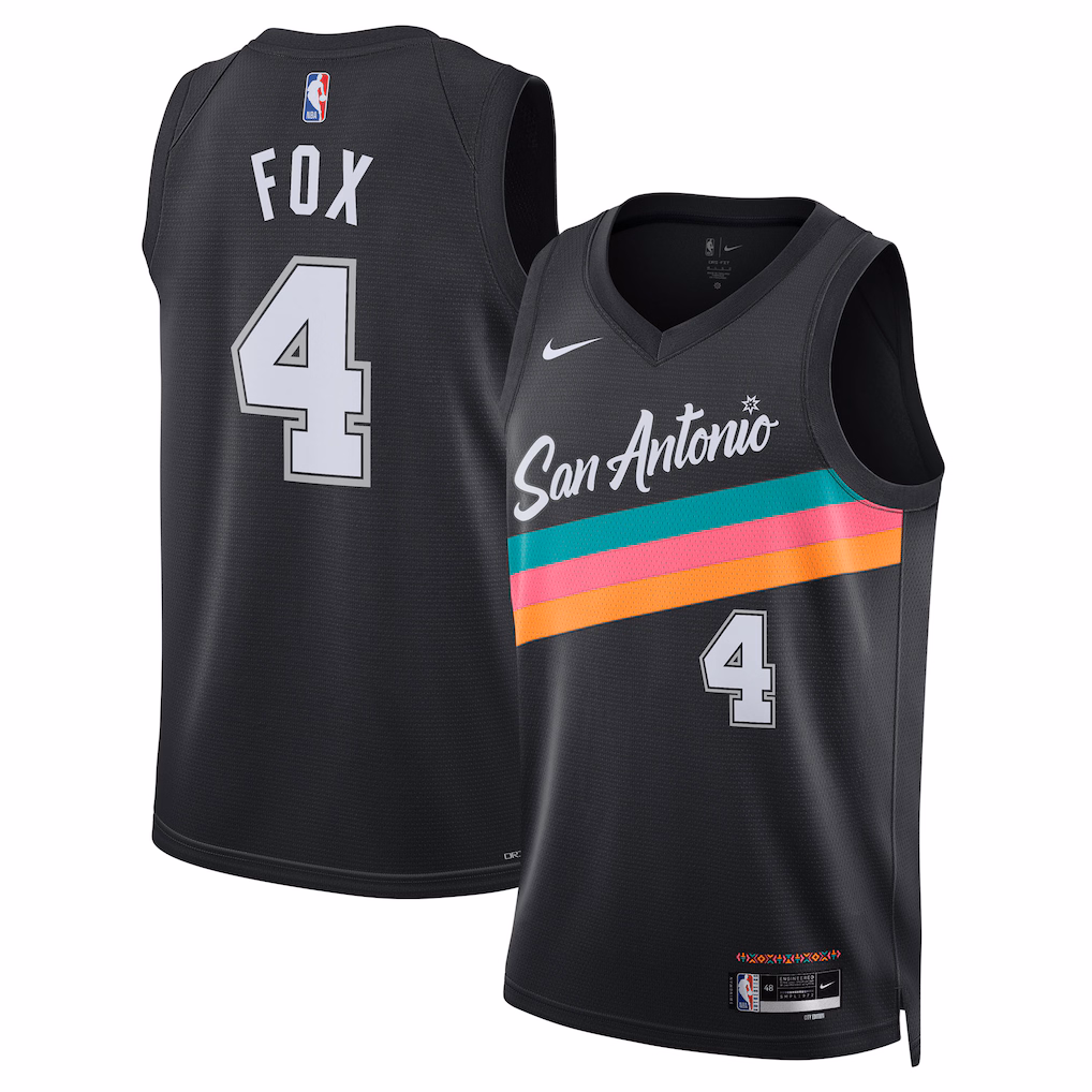 Unisex San Antonio Spurs De'Aaron Fox Nike Black 2025/26 Swingman Jersey - City Edition - ujerseystore