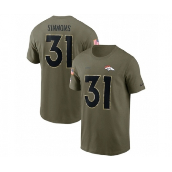 Men's Denver Broncos #31 Justin Simmons 2022 Olive Salute to Service T-Shirt - Ujersey NHL