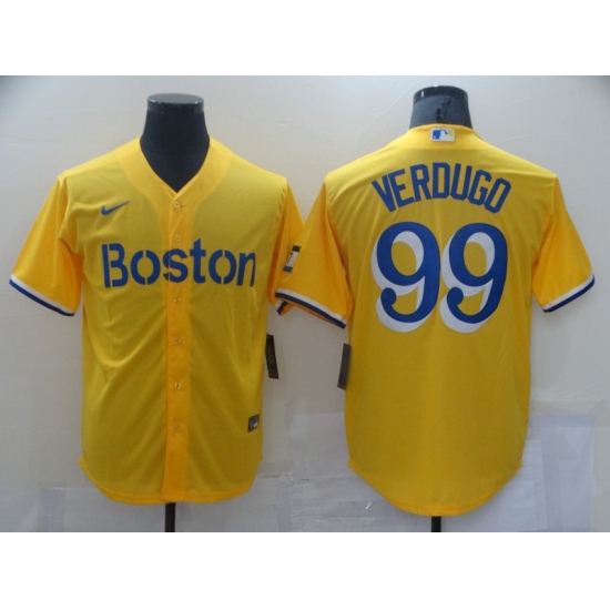 Men's Boston Red Sox #99 Alex Verdugo Nike Gold-Light Blue City Connect Jersey - Ujersey