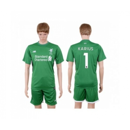 Liverpool #1 Karius Green Goalkeeper Soccer Club Jersey