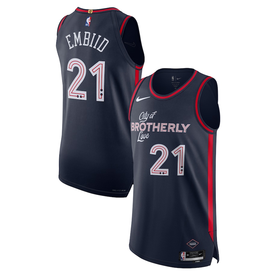 Men's Philadelphia 76ers Joel Embiid Nike Navy  Authentic Jersey - City Edition - Ujersey NHL