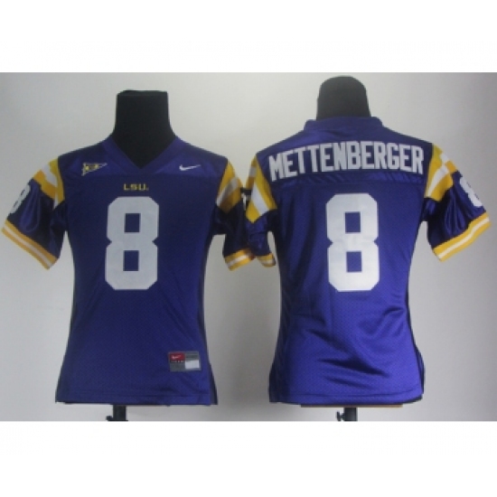 Women LSU Tigers 8 Zach Mettenberger Purple Jerseys - Ujersey