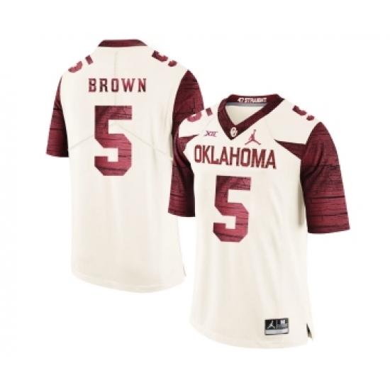 Oklahoma Sooners 5 Marquise Brown White 47 Game Winning Streak College Football Jersey - Ujersey