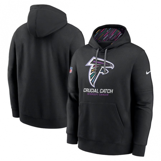 Men's Atlanta Falcons Black 2024 Crucial Catch Club Pullover Hoodie - Ujersey