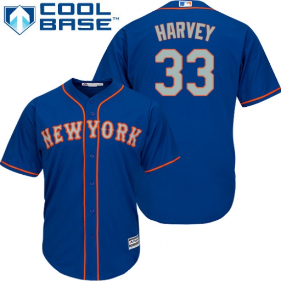 Men's Majestic New York Mets #33 Matt Harvey Replica Royal Blue Alternate Road Cool Base MLB Jersey - Ujersey