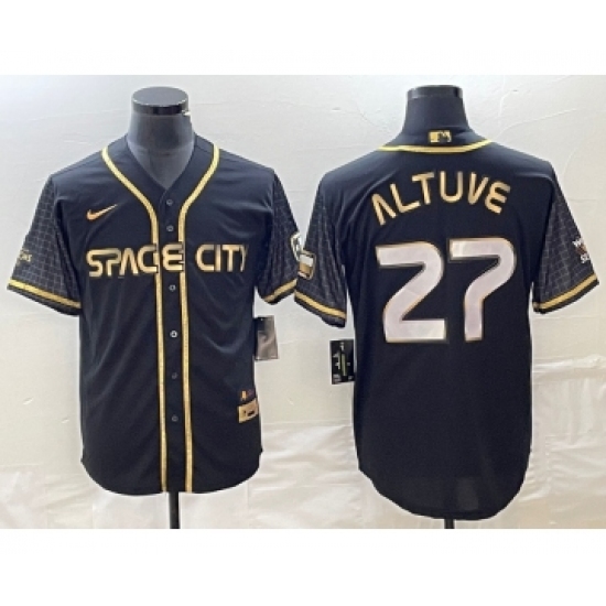 Men's Houston Astros #27 Jose Altuve Black City Connect Cool Base Stitched Baseball Jersey - Ujersey