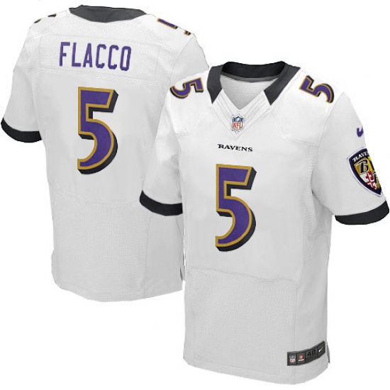 Men's Nike Baltimore Ravens #5 Joe Flacco Elite White NFL Jersey - Ujersey