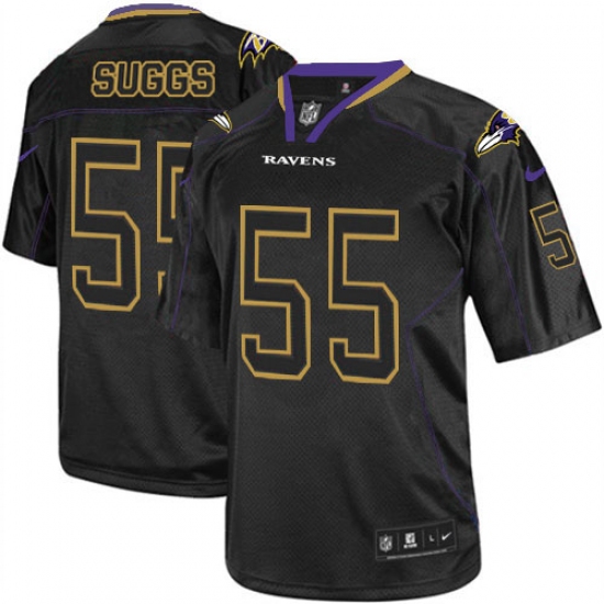 Men's Nike Baltimore Ravens #55 Terrell Suggs Elite Lights Out Black NFL Jersey - Ujersey