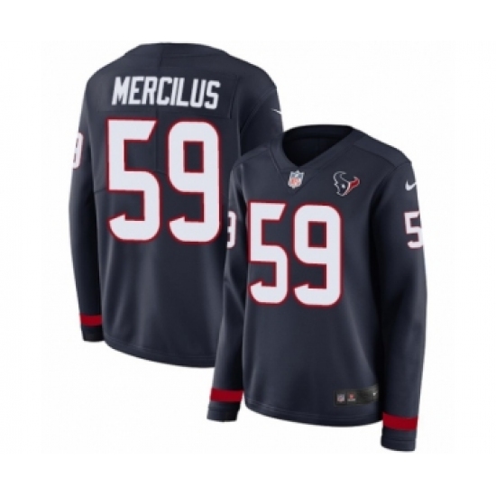 Women's Nike Houston Texans #59 Whitney Mercilus Limited Navy Blue Therma Long Sleeve NFL Jersey - Ujersey