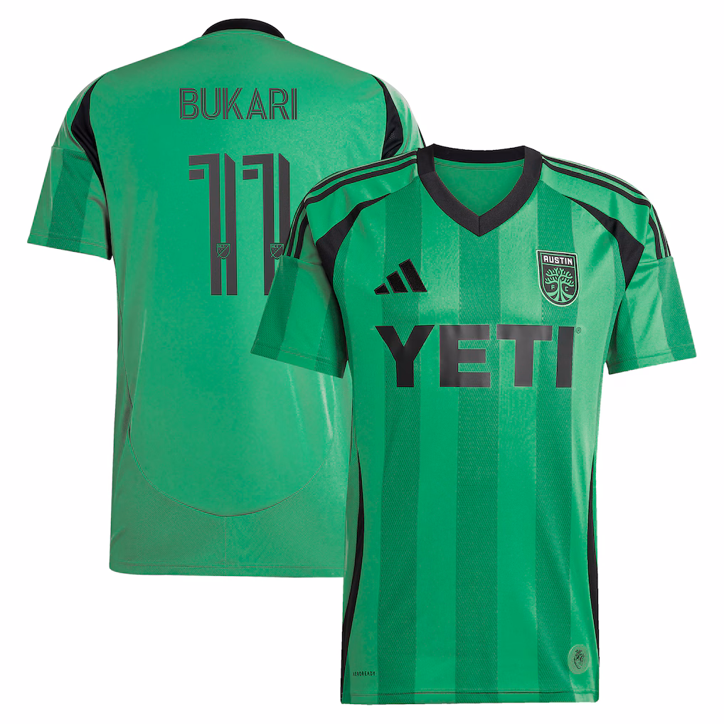 Men's Austin FC Osman Bukari adidas Green 2025 The Heartbeat Kit Replica Player Jersey - ujerseystore