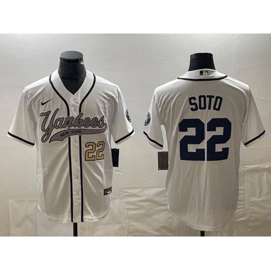 Men's New York Yankees #22 Juan Soto Number White Cool Base Stitched Baseball Jersey - Ujersey