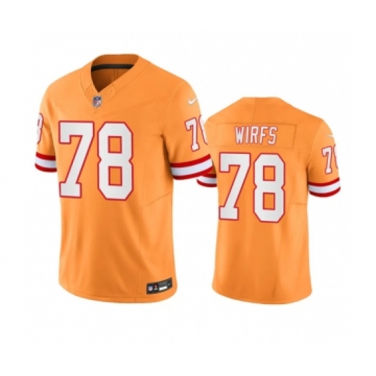 Men's Nike Tampa Bay Buccaneers #78 Tristan Wirfs Orange Throwback Limited Stitched Jersey - Ujersey
