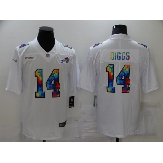 Men's Buffalo Bills #14 Stefon Diggs White Rainbow Version Nike Limited Jersey - Ujersey