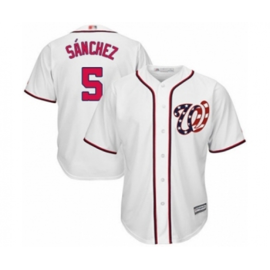 Youth Washington Nationals #5 Adrian Sanchez Authentic White Home Cool Base Baseball Player Jersey - Ujersey