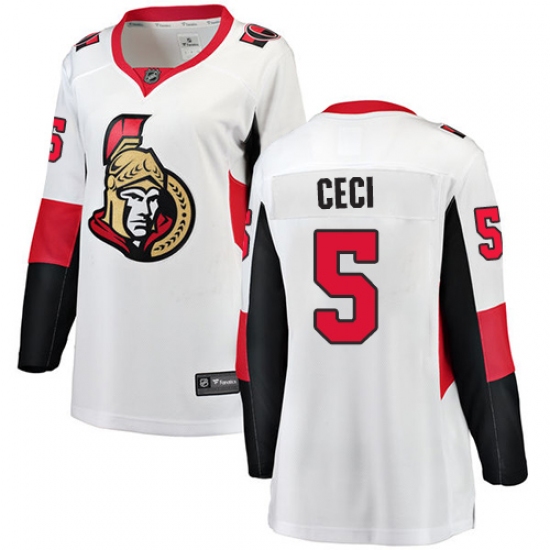Women's Ottawa Senators #5 Cody Ceci Fanatics Branded White Away Breakaway NHL Jersey - Ujersey