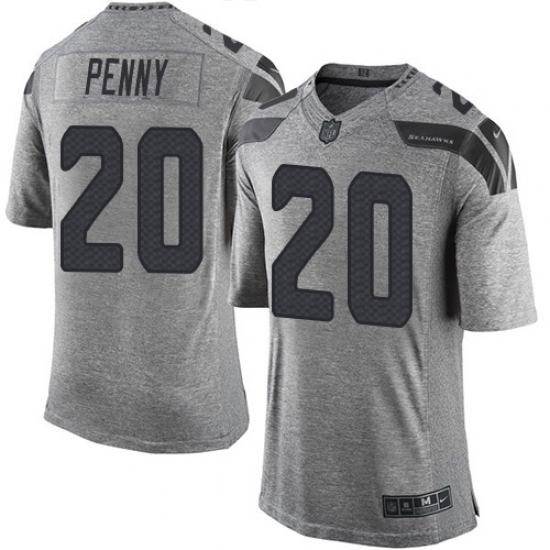 Men's Nike Seattle Seahawks #20 Rashaad Penny Limited Gray Gridiron NFL Jersey - Ujersey