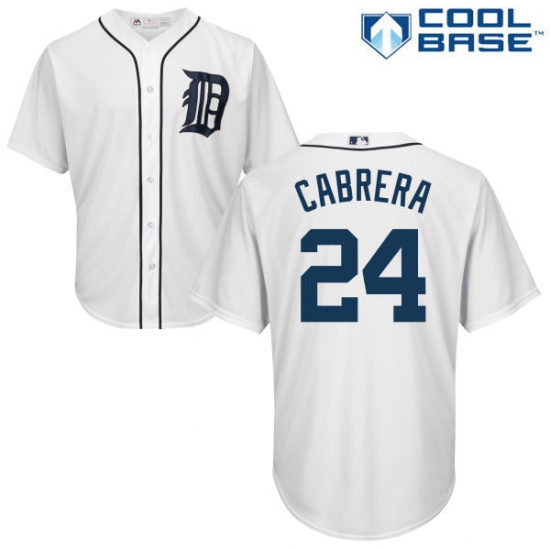Men's Majestic Detroit Tigers #24 Miguel Cabrera Replica White Home Cool Base MLB Jersey - Ujersey