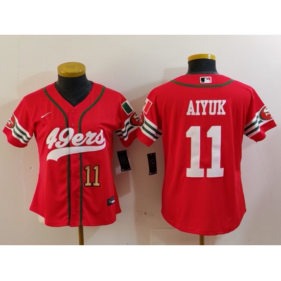 Women's San Francisco 49ers #11 Brandon Aiyuk Red Mexico Cool Base Stitched Baseball Jerseys - Ujersey