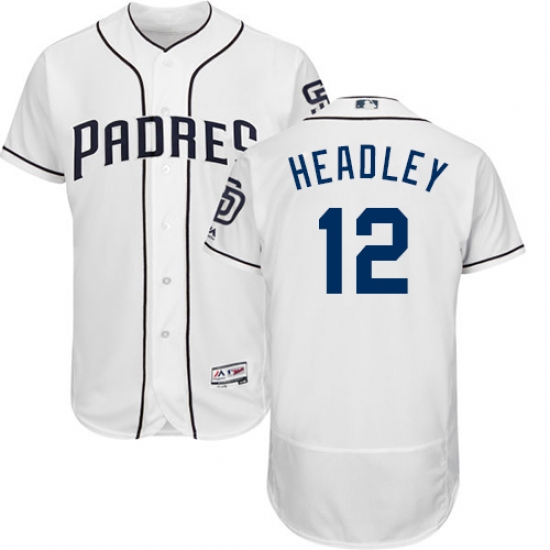 Men's Majestic San Diego Padres #12 Chase Headley White Home Flex Base Authentic Collection MLB Jersey - Ujersey