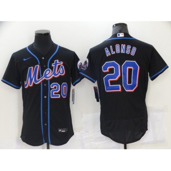 Men's Nike New York Mets #20 Pete Alonso Black Elite Jersey - Ujersey