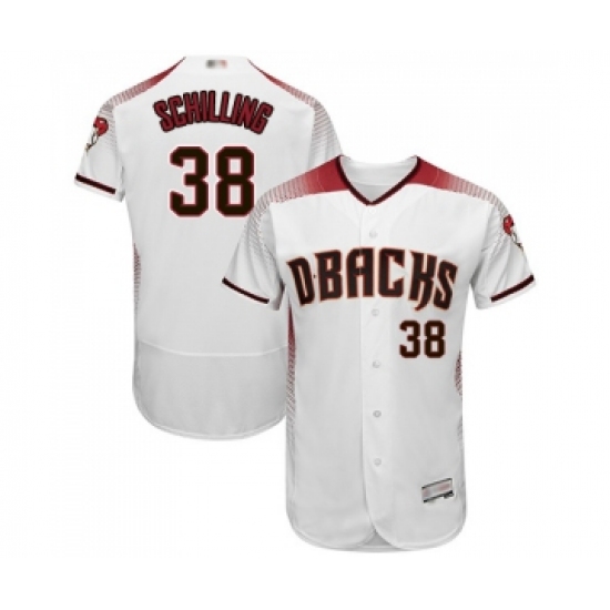 Men's Arizona Diamondbacks #38 Curt Schilling White Home Authentic Collection Flex Base Baseball Jersey - Ujersey