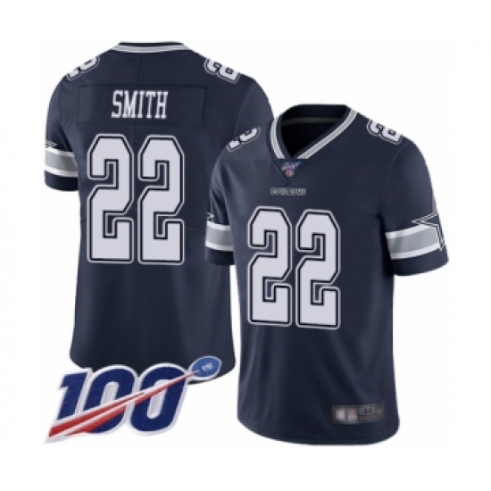 Men's Dallas Cowboys #22 Emmitt Smith Navy Blue Team Color Vapor Untouchable Limited Player 100th Season Football Jersey - Ujersey