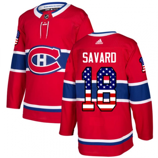Youth Adidas Montreal Canadiens #18 Serge Savard Authentic Red USA Flag Fashion NHL Jersey - Ujersey