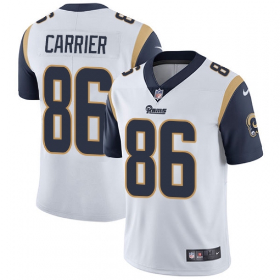 Men's Nike Los Angeles Rams #86 Derek Carrier White Vapor Untouchable Limited Player NFL Jersey - Ujersey