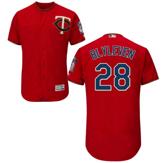 Men's Majestic Minnesota Twins #28 Bert Blyleven Authentic Scarlet Alternate Flex Base Authentic Collection MLB Jersey - Ujersey