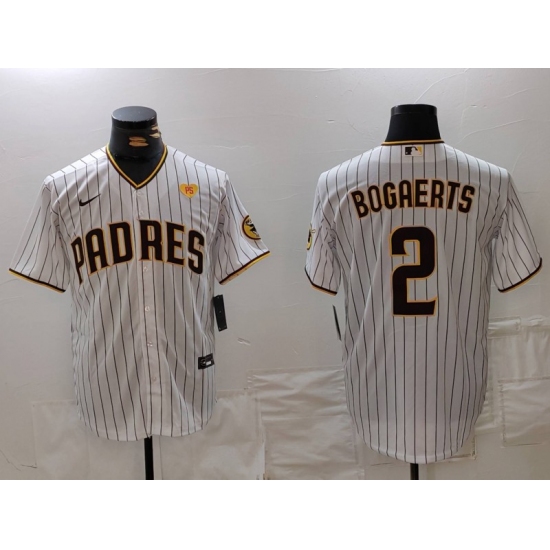 Men's San Diego Padres #2 Xander Bogaerts White With PS Cool Base Stitched Jersey - Ujersey