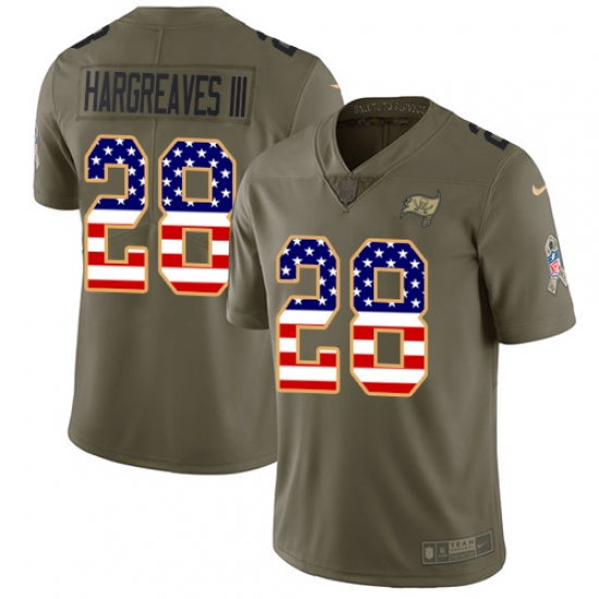 Men's Nike Tampa Bay Buccaneers #28 Vernon Hargreaves III Limited Olive/USA Flag 2017 Salute to Service NFL Jersey - Ujersey