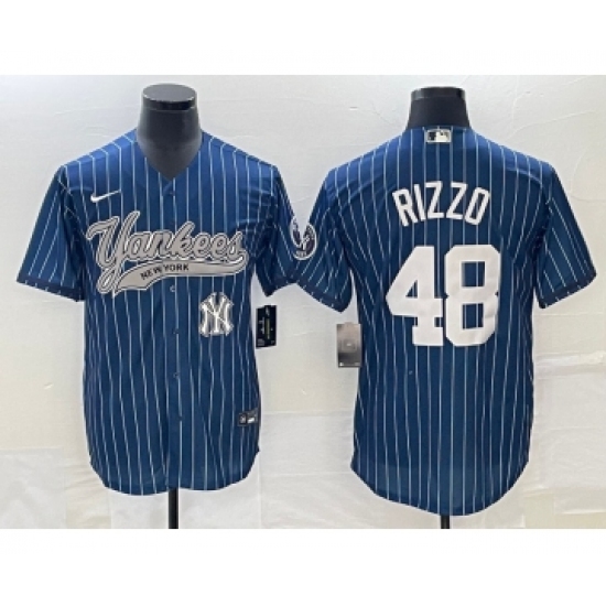Men's New York Yankees #48 Anthony Rizzo Navy Cool Base Stitched Baseball Jersey - Ujersey