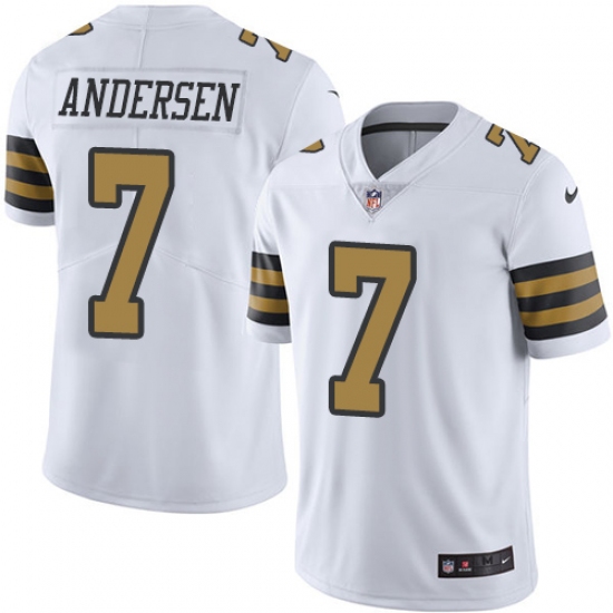 Men's Nike New Orleans Saints #7 Morten Andersen Limited White Rush Vapor Untouchable NFL Jersey - Ujersey